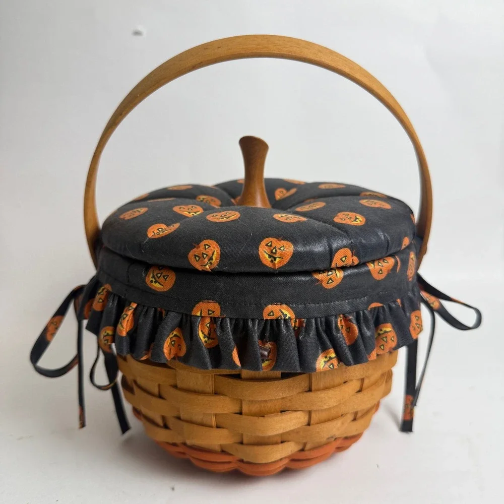 Longaberger 1996 Small Pumpkin Basket, Liner, Lid & Protector‎ Excellent